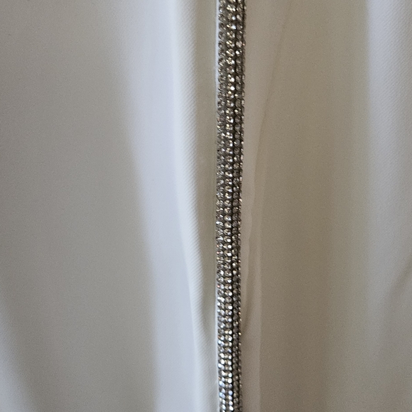 #300 Kate & Mallory White Trousers with Silver Accents - Picture 3 of 3